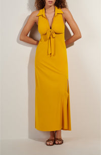 Robe longue à dos ouvert Rova - Ocre
