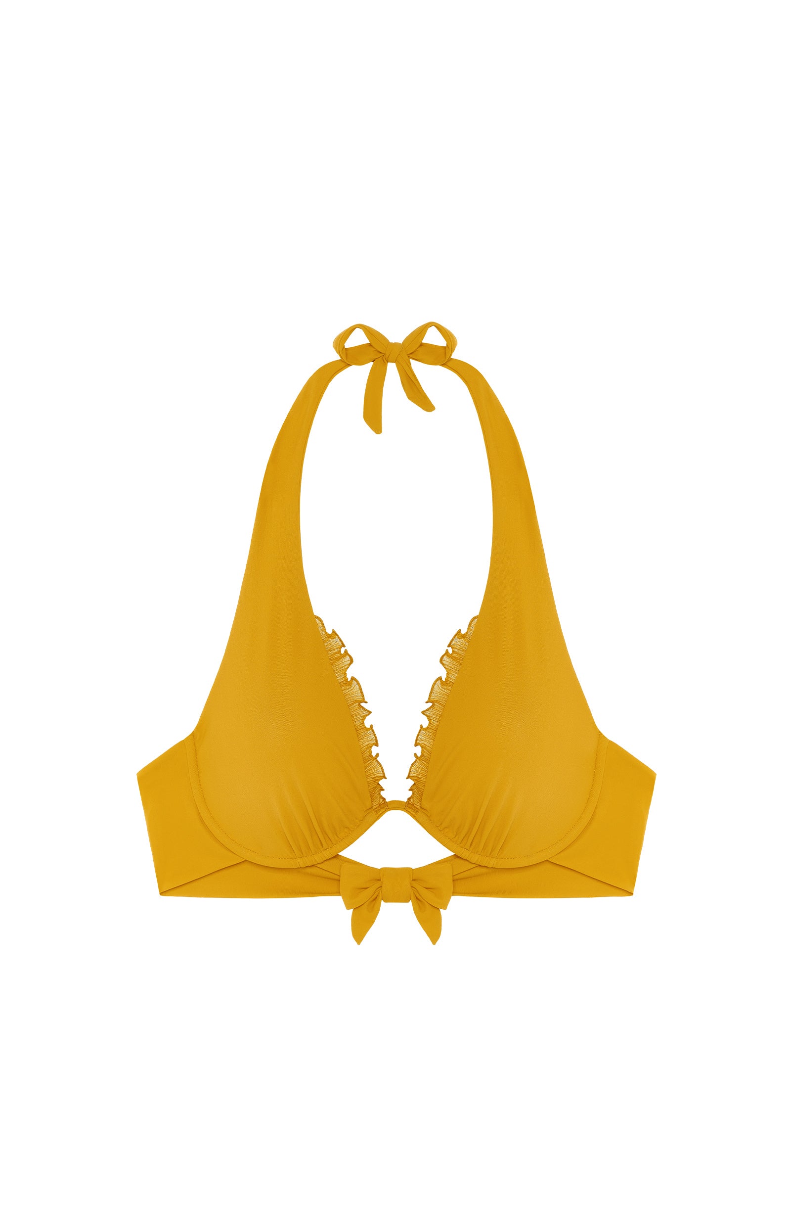 Sary ruffled one-piece bikini top - Ochre