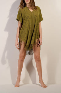 Pery fringed poncho - Bronze