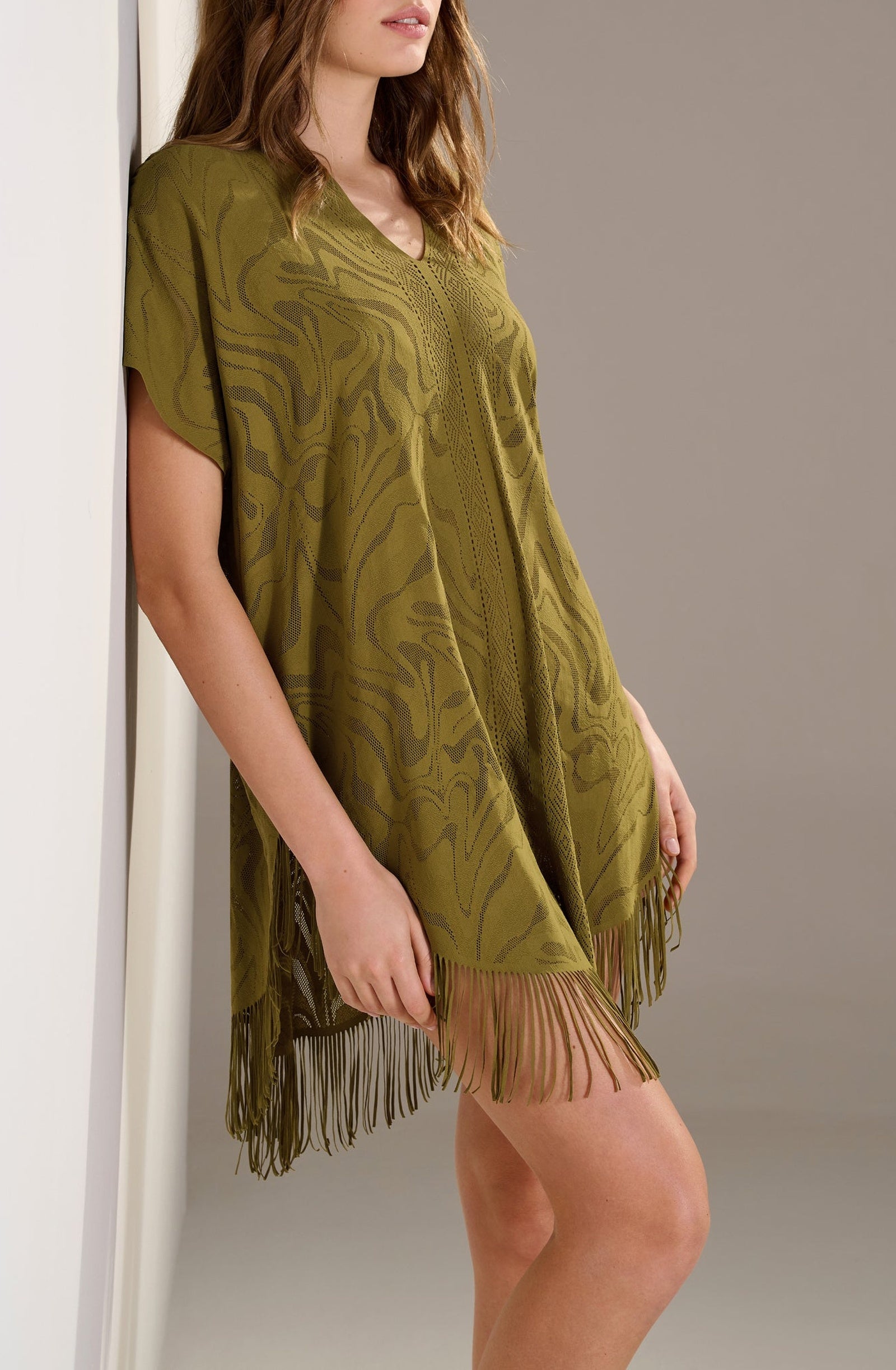 Pery fringed poncho - Bronze