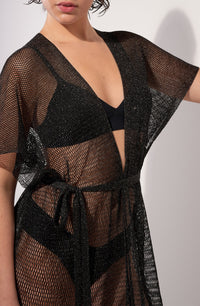 Kimono Vita à franges - Noir