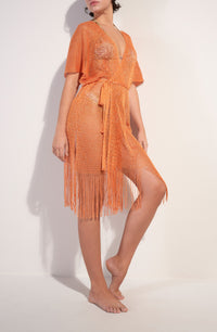Kimono Vita à franges - Orange