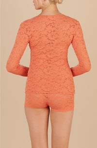 Shorty taille haute Bobby en dentelle - Paprika