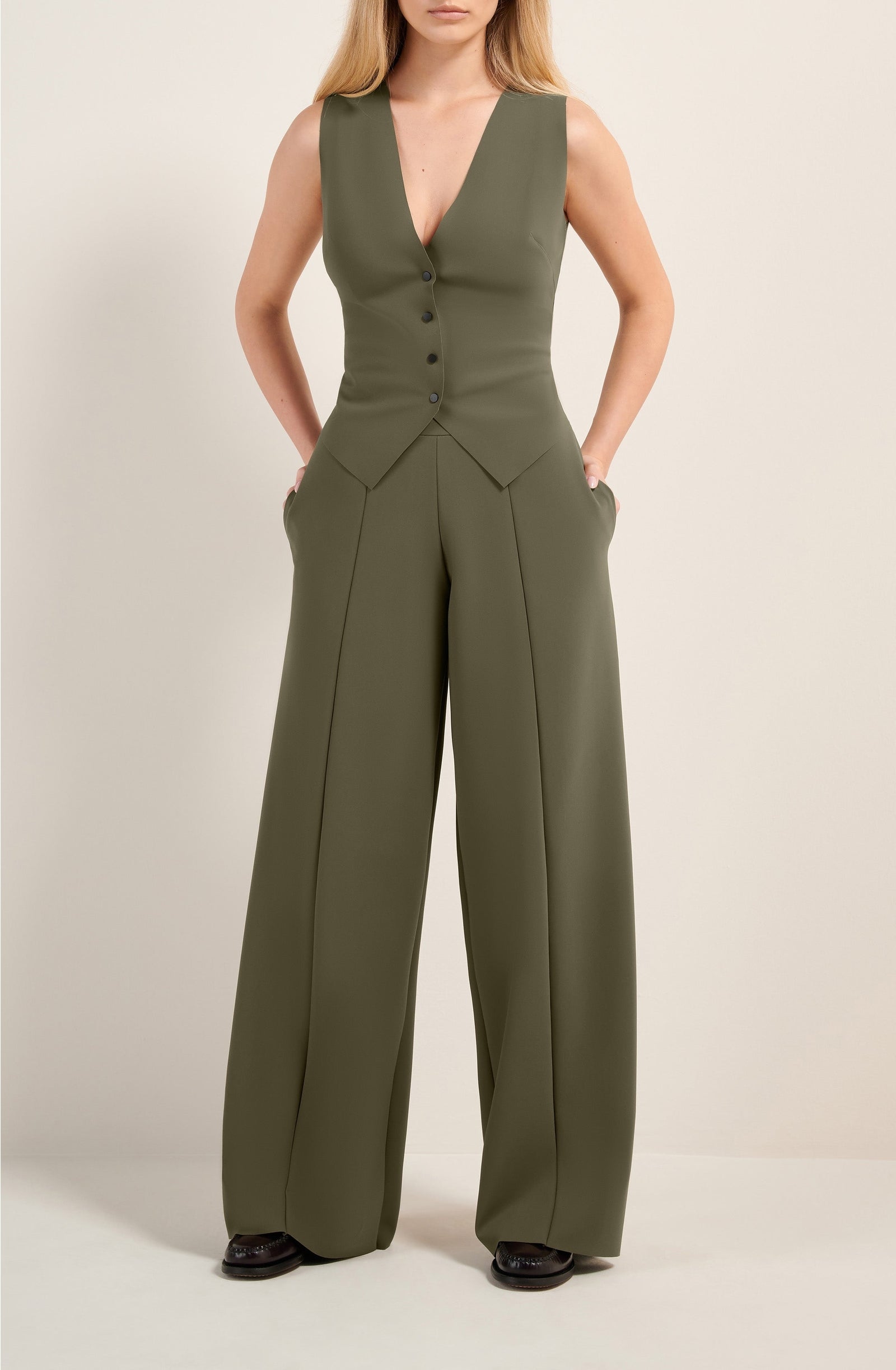 Pantalon large Peggy - Lichen