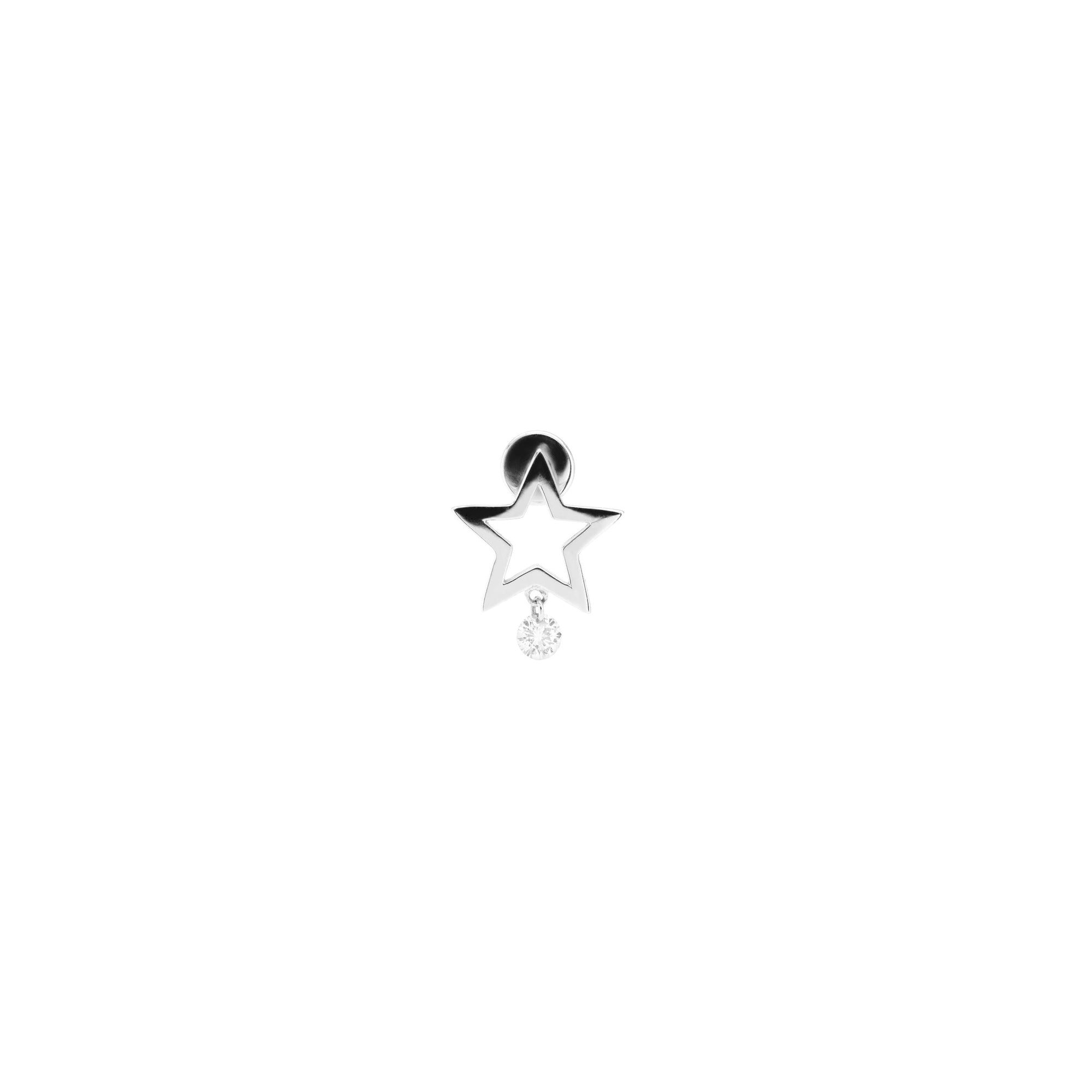 2qty RELIQUAT 495€/ QTY IN : 2-QTY OUT : 2- ST : 100% // Piercing étoile avec 1 diamant-Blanc