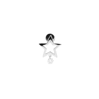 Puce Séléné Étoile sertie d'un diamant - Or Blanc