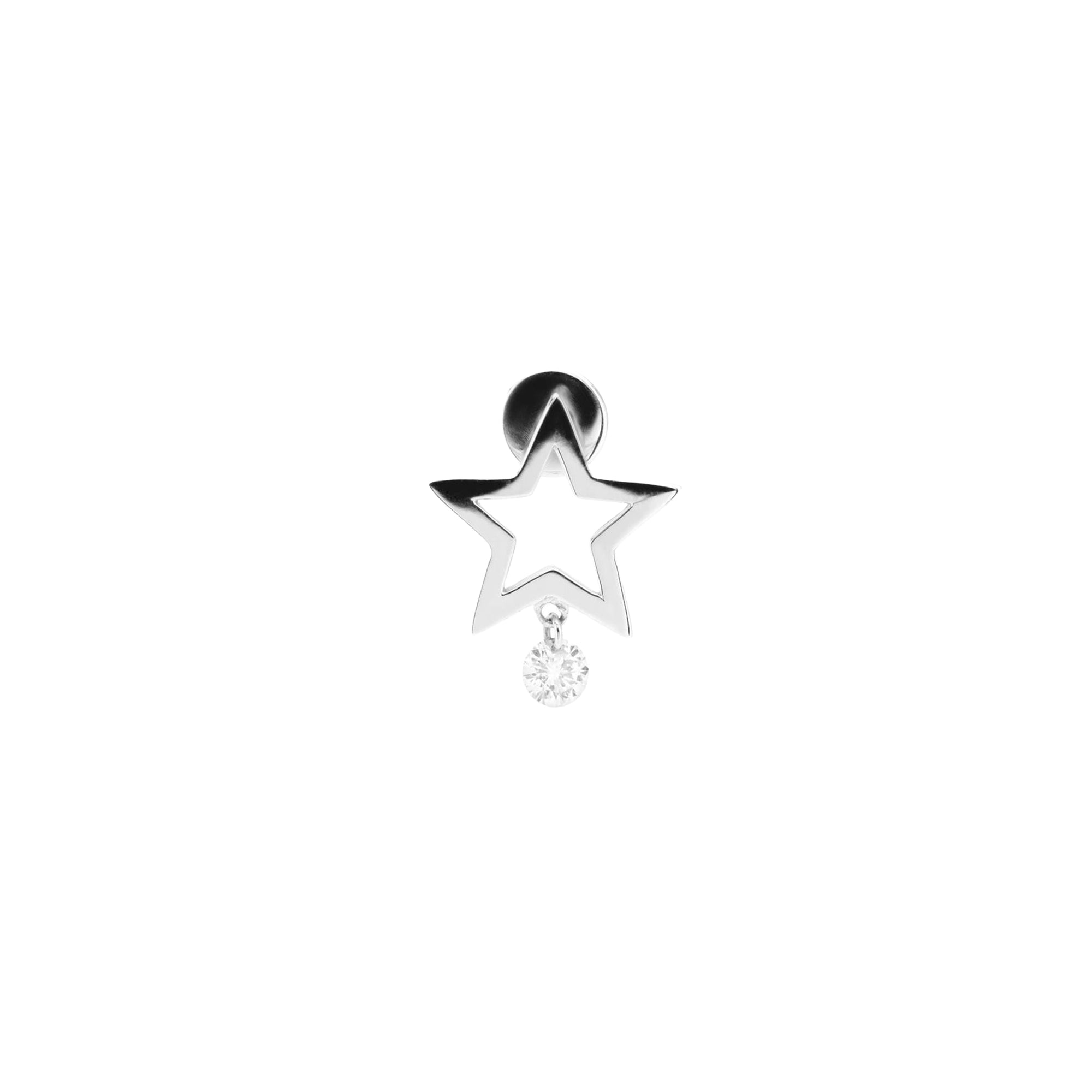 Puce Séléné Étoile sertie d'un diamant - Or Blanc