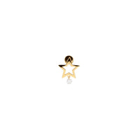 Mono boucle piercing Étoile sertie d'un diamant - Or Rose