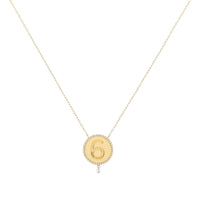 One Médaillon N°6 necklace set with diamonds - Yellow gold