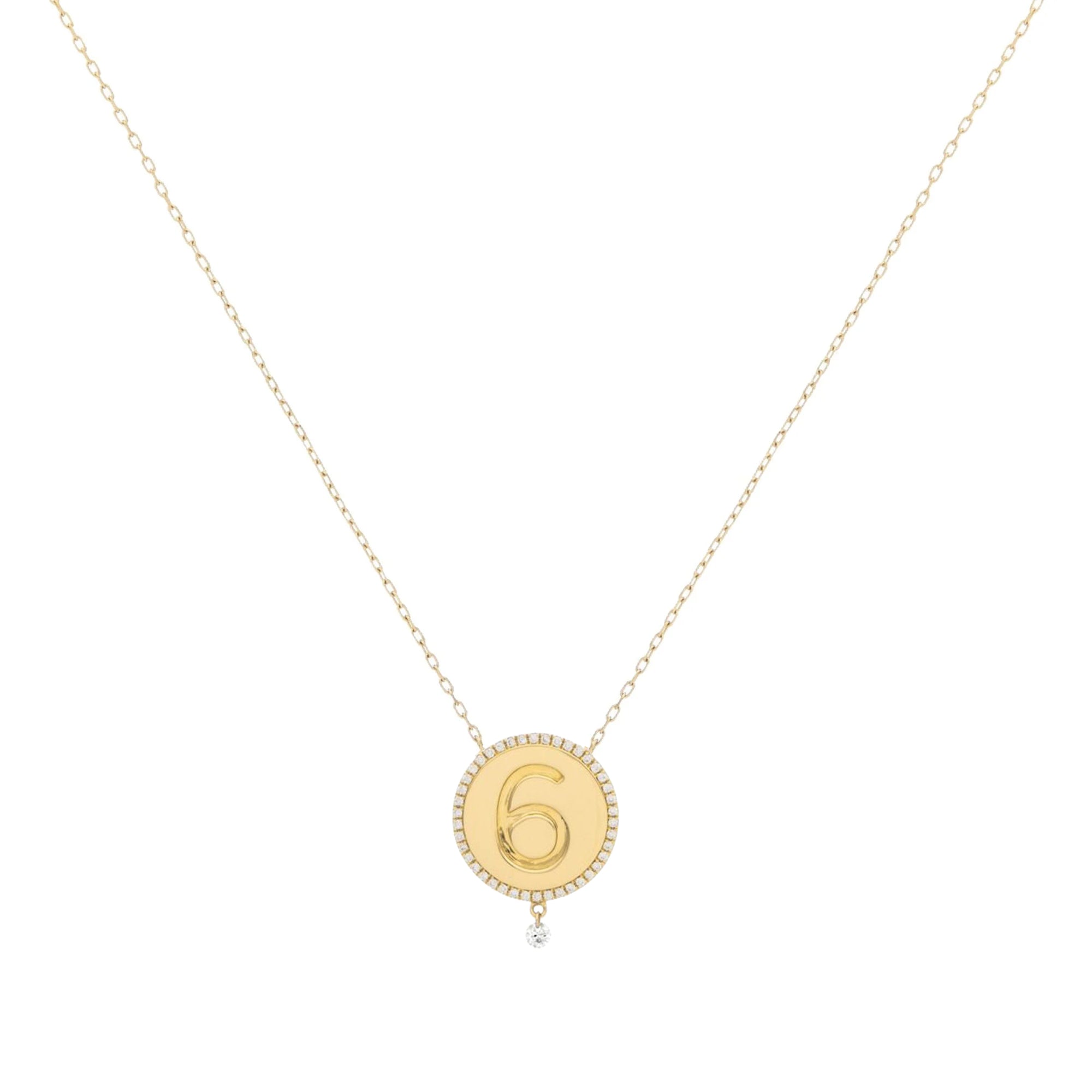 One Médaillon N°6 necklace set with diamonds - Yellow gold