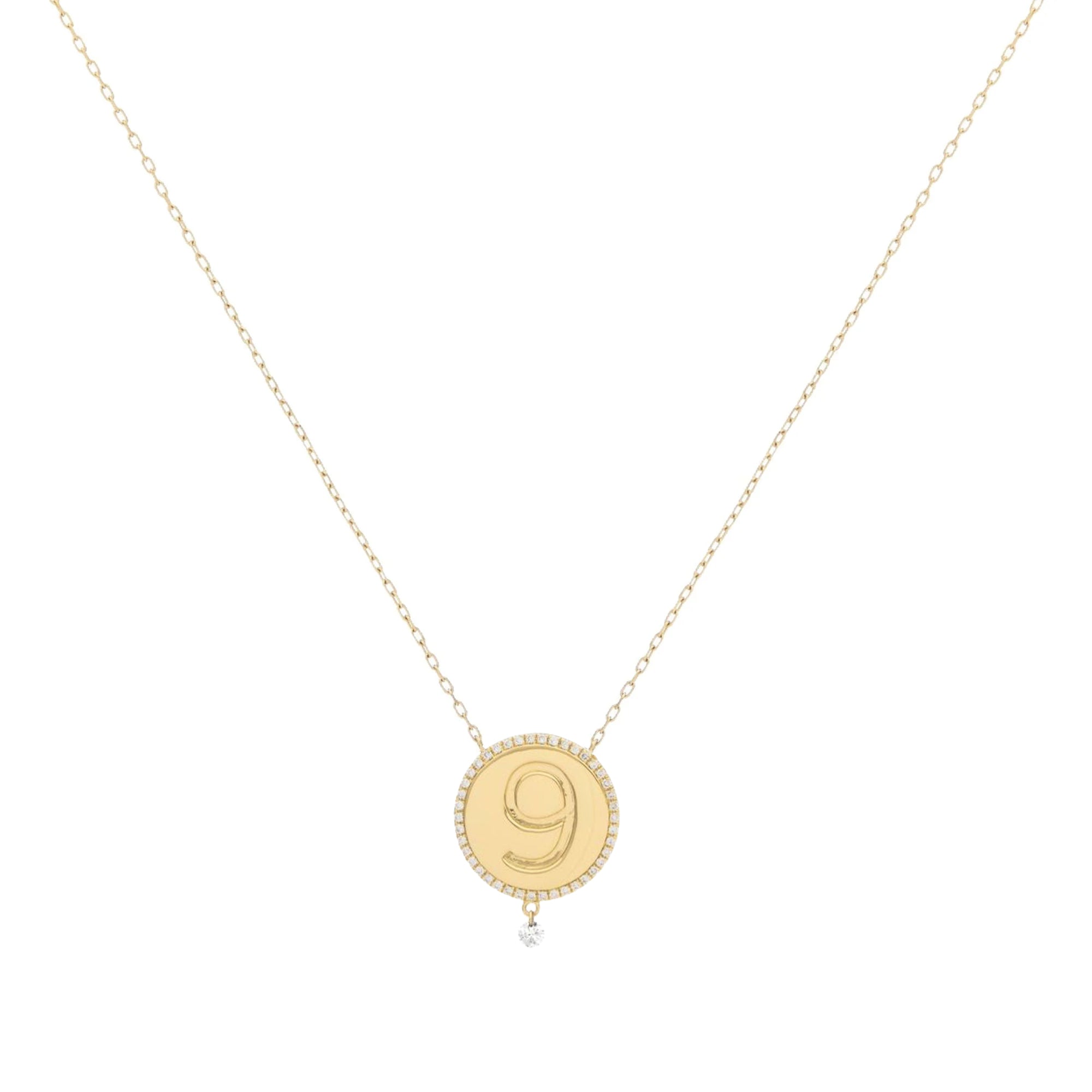 Collier One Médaillon N°9 serti de diamants - Or Jaune