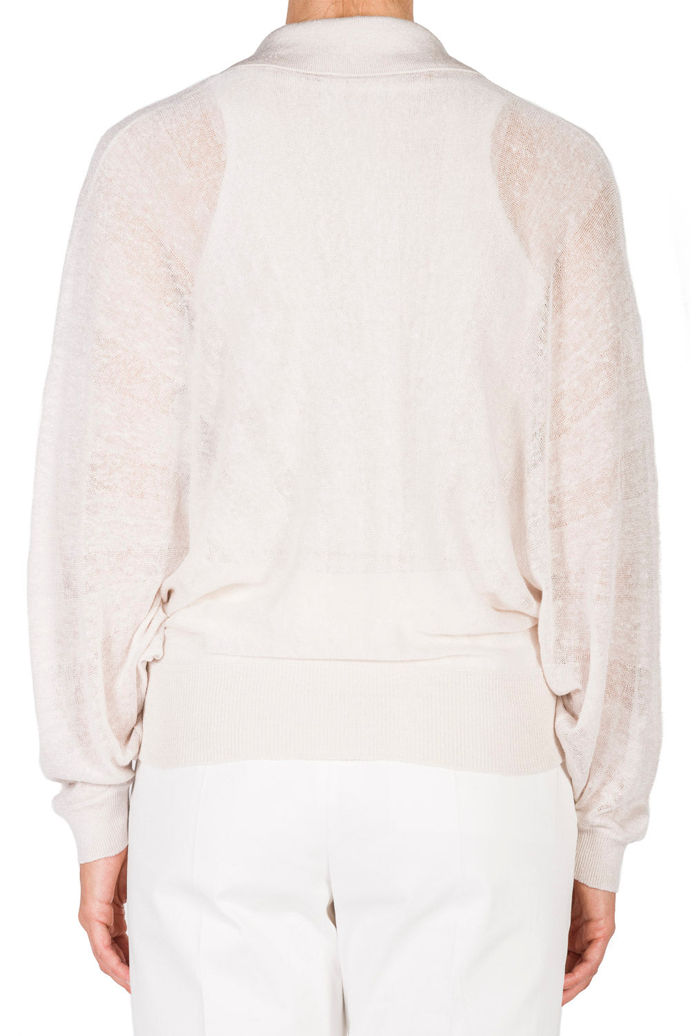 Stone_1QTY // Blouse croisée motif jacquard en lin - Stone