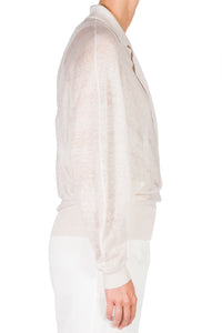 Stone_1QTY // Blouse croisée motif jacquard en lin - Stone