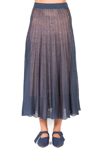 Dark Indigo_2QTY // Jupe longue évasée en soie mélangée - Dark Indigo