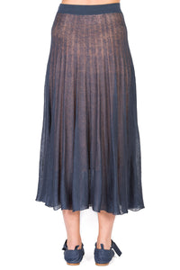 Dark Indigo_2QTY // Jupe longue évasée en soie mélangée - Dark Indigo