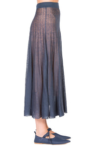Dark Indigo_2QTY // Jupe longue évasée en soie mélangée - Dark Indigo