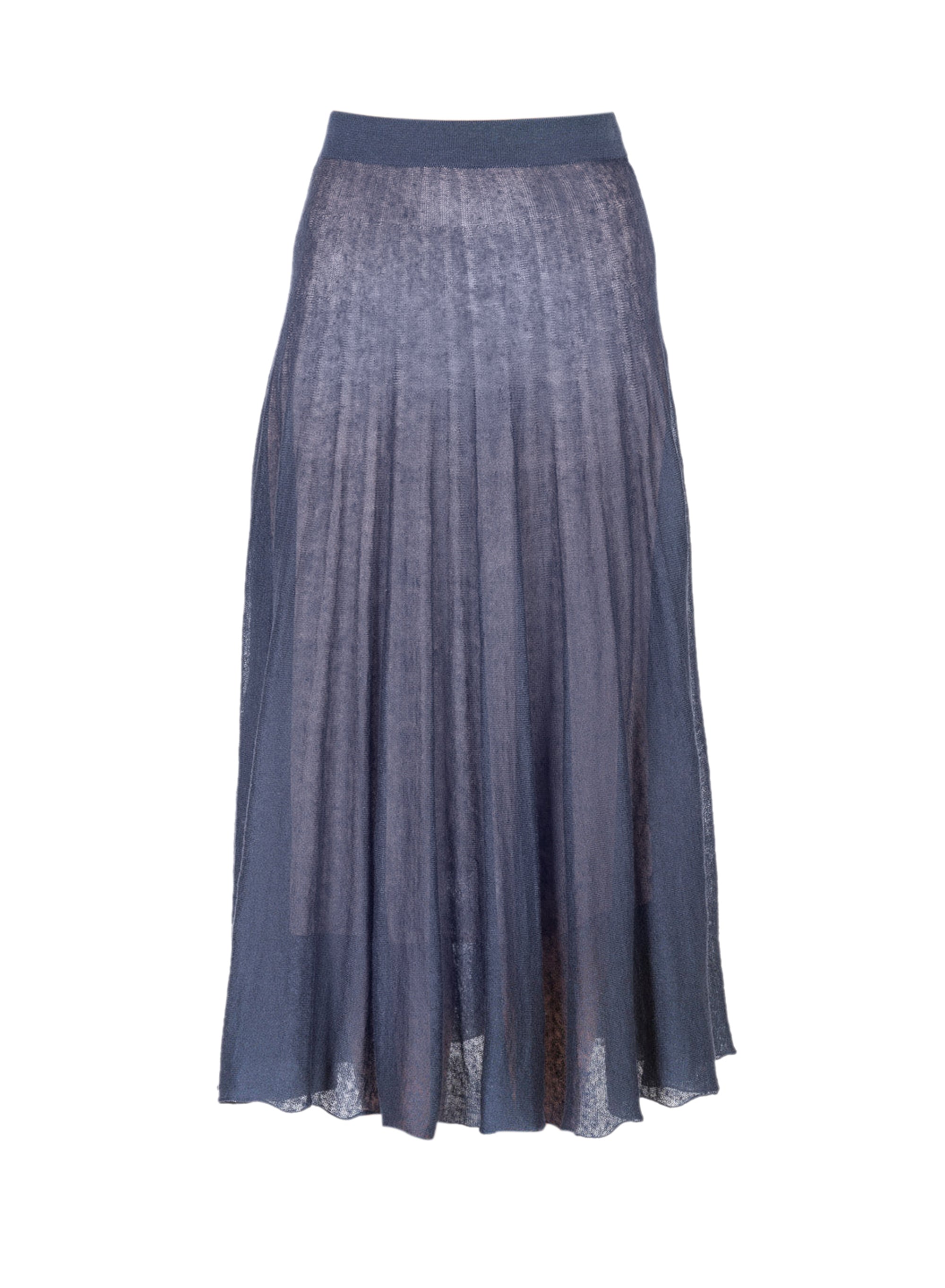 Dark Indigo_2QTY // Jupe longue évasée en soie mélangée - Dark Indigo