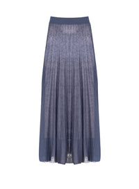 Jupe longue évasée en soie mélangée - Dark Indigo