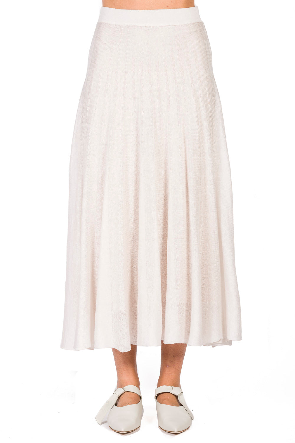 Stone_1QTY // Jupe longue évasée en soie mélangée - Stone