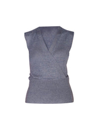 Dark Indigo_1QTY // Top cache-cœur à effet scintillant en laine - Dark Indigo