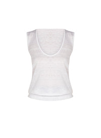 Débardeur à bords côtelés en lin - Ivory