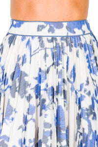 Indigo_1QTY // Jupe plissée à motif fleuri - Indigo