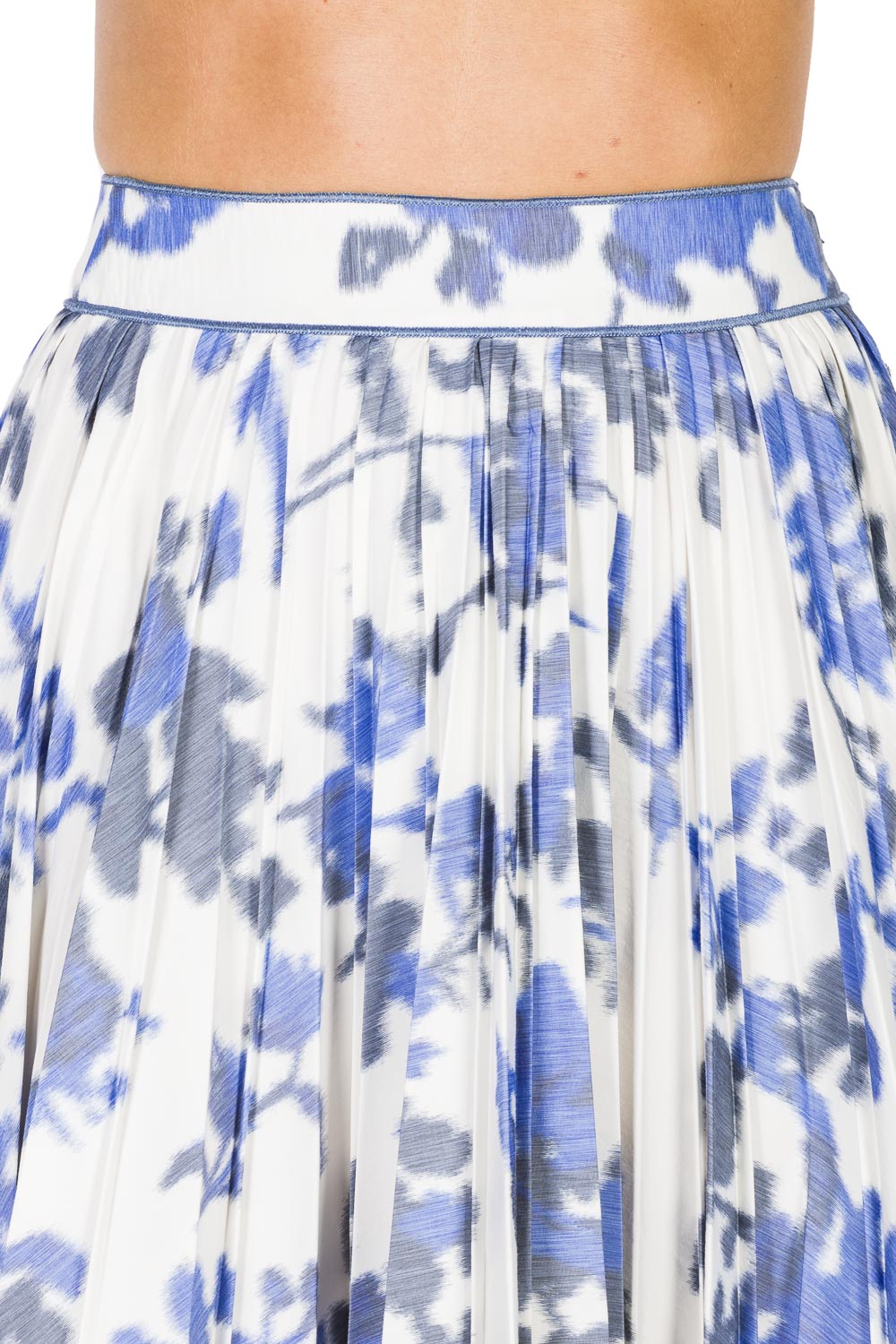 Indigo_1QTY // Jupe plissée à motif fleuri - Indigo