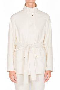 Ivory_1QTY // Parka courte ceinturée en laine - Ivory
