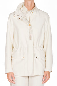Ivory_1QTY // Parka courte ceinturée en laine - Ivory