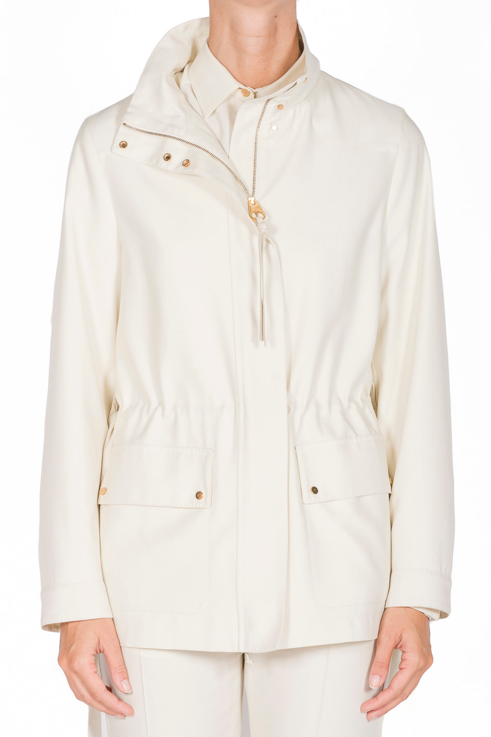 Ivory_1QTY // Parka courte ceinturée en laine - Ivory