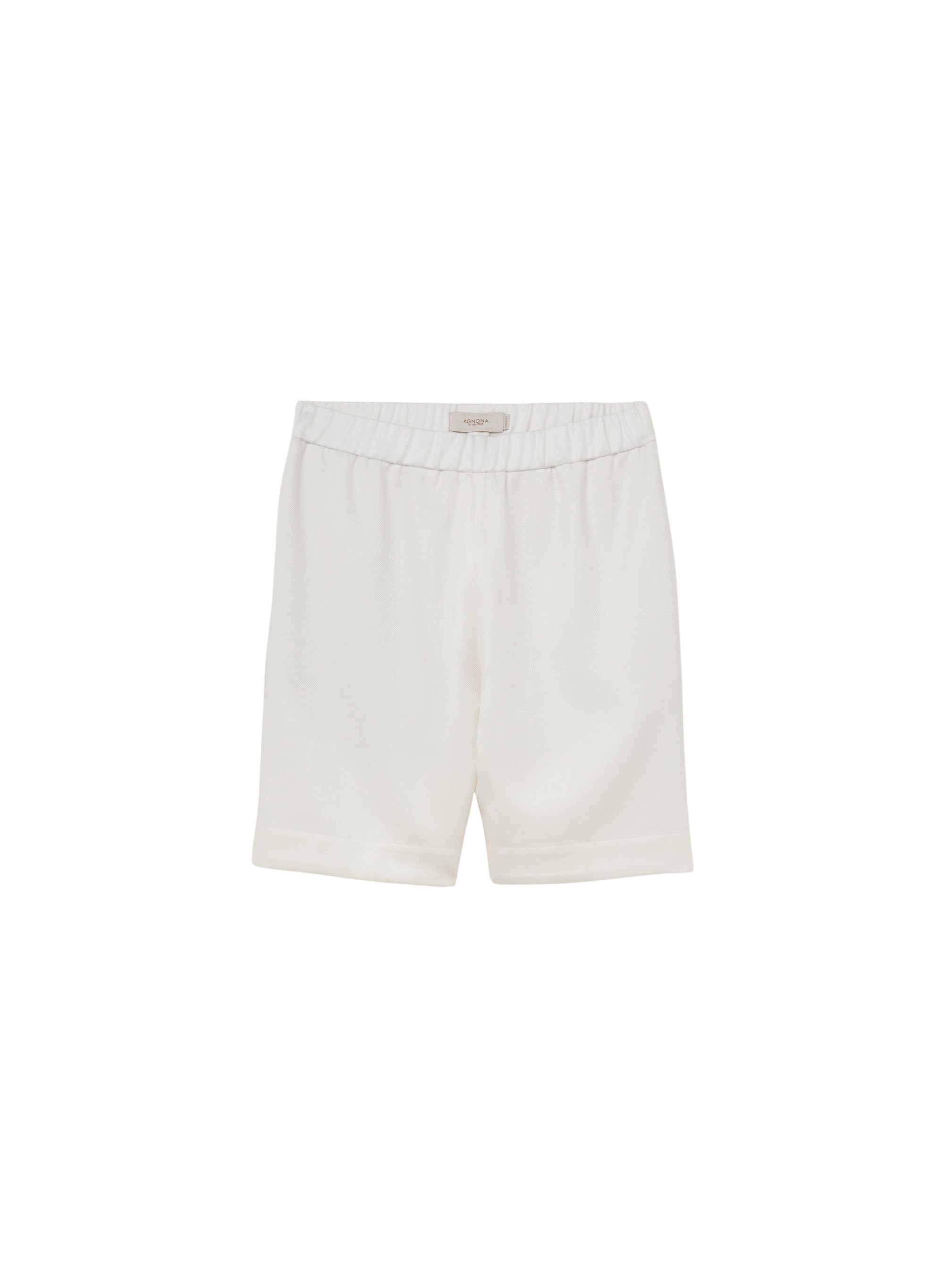 Bianco_2QTY // Short élastiqué et ceinturé en soie mélangée - Bianco