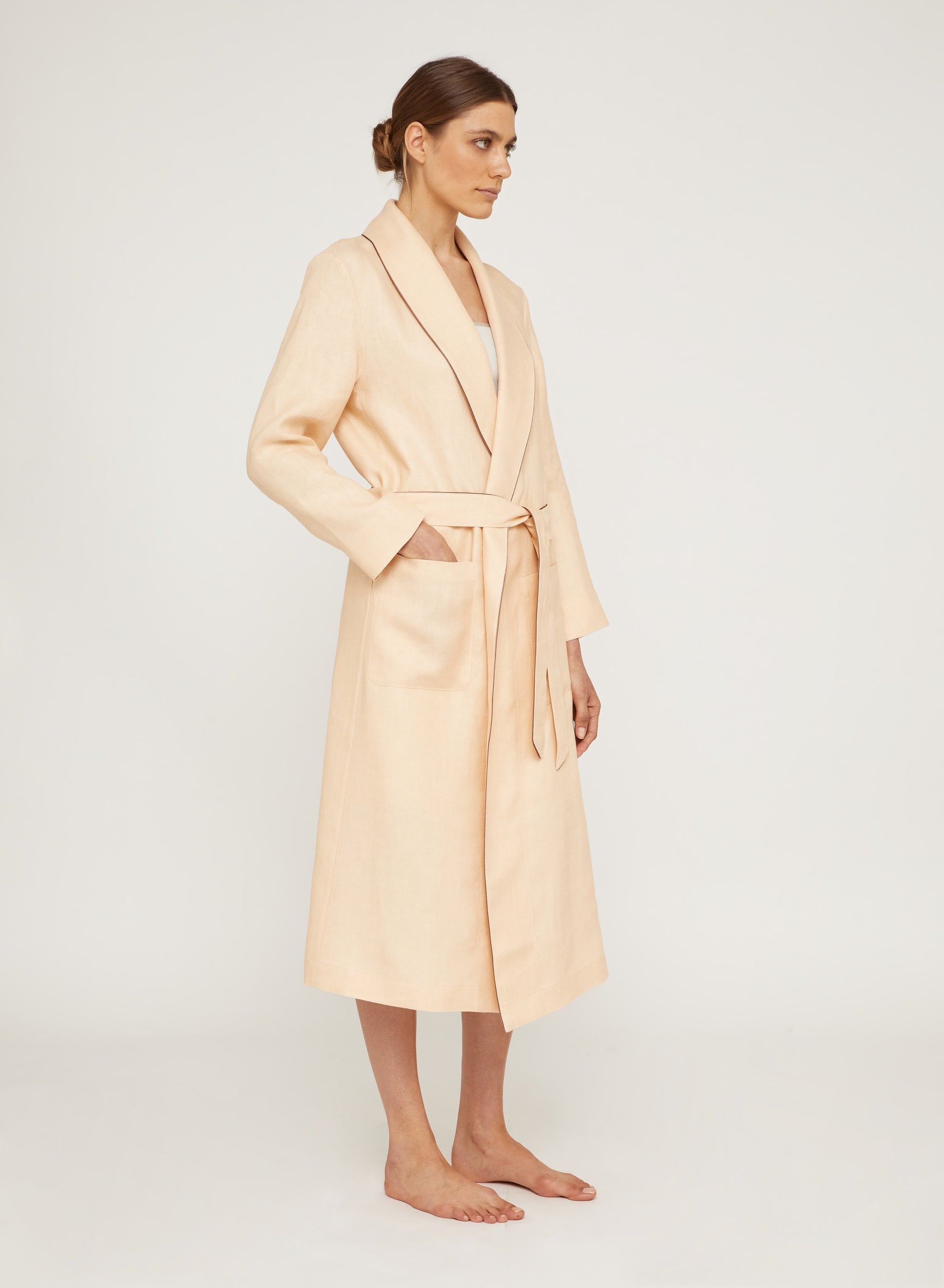 Peach_1QTY // Peignoir long en lin - Peach