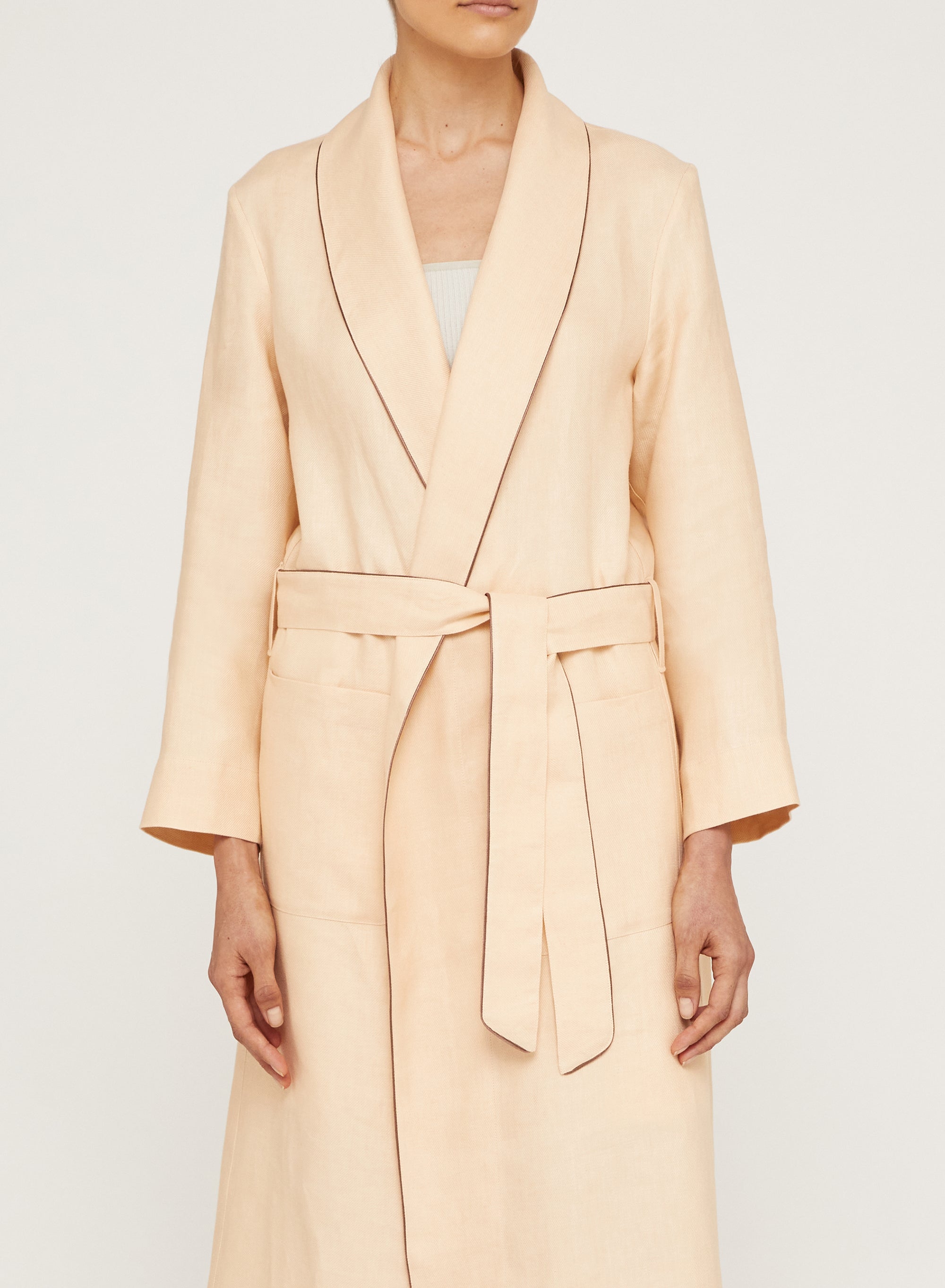 Peach_1QTY // Peignoir long en lin - Peach