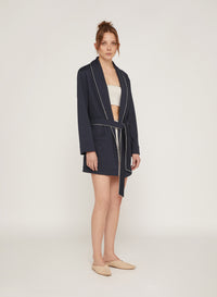 Work Blue_1QTY // Peignoir court en soie - Work Blue