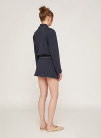 Work Blue_1QTY // Peignoir court en soie - Work Blue