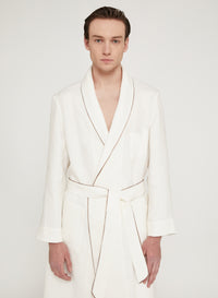Bianco_1QTY // Peignoir à détail contrastant en lin - Bianco