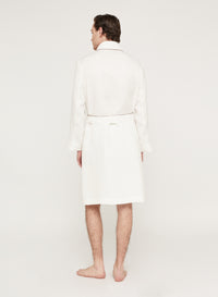 Bianco_1QTY // Peignoir à détail contrastant en lin - Bianco