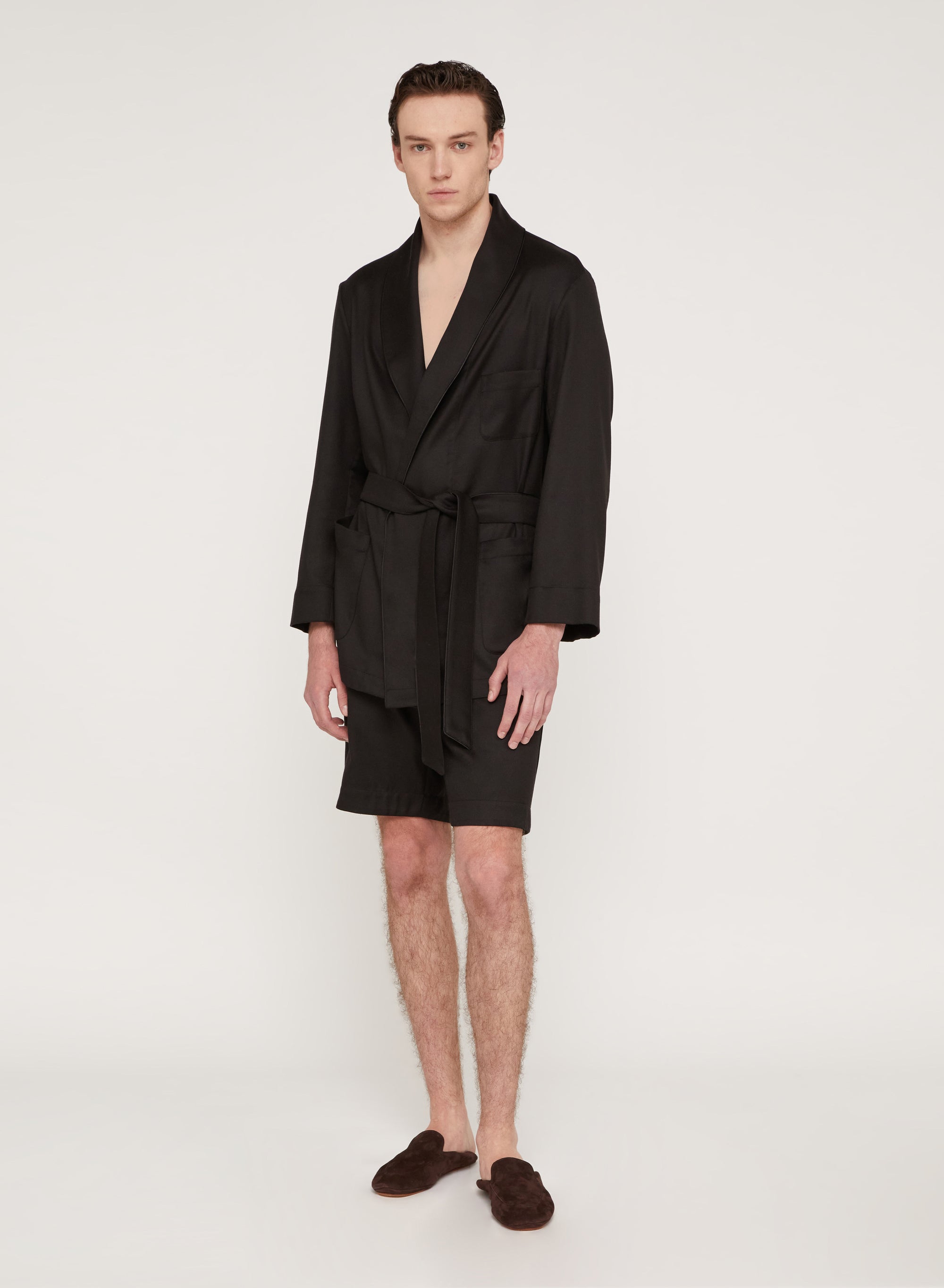 Nero_1QTY // Peignoir en soie mélangée - Nero