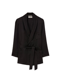 Nero_1QTY // Peignoir en soie mélangée - Nero