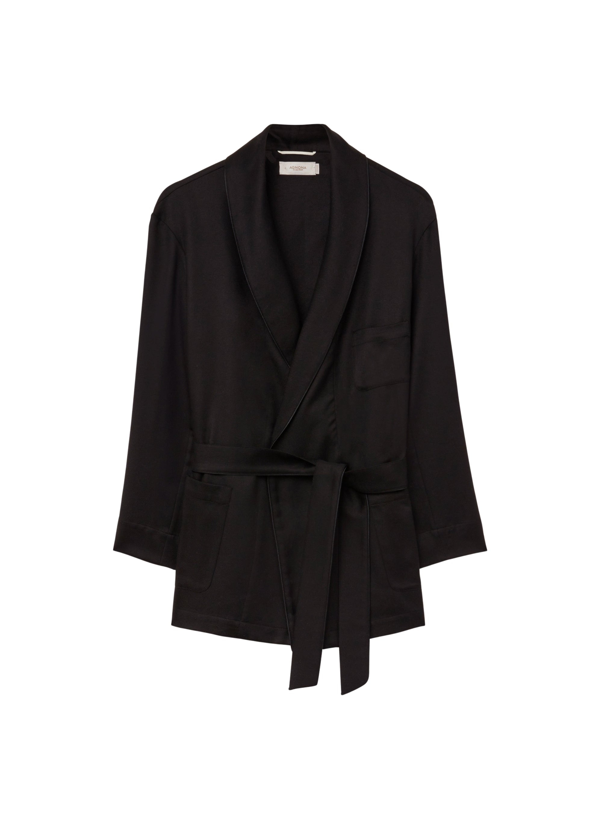 Nero_1QTY // Peignoir en soie mélangée - Nero