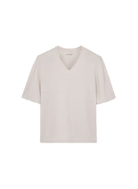 Ice_1QTY // Pull col V maille fine à bord-côte en laine - Ice