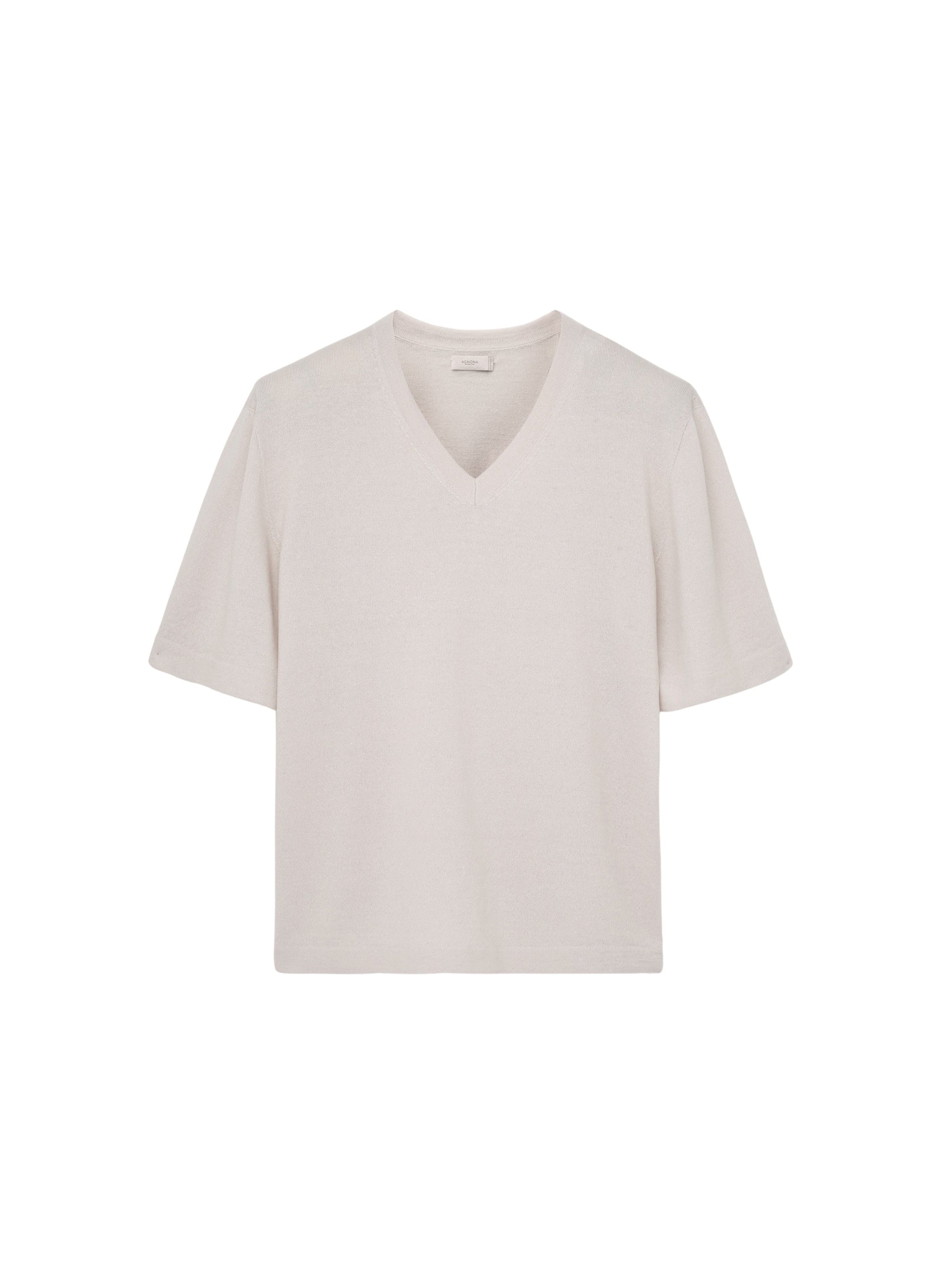 Ice_1QTY // Pull col V maille fine à bord-côte en laine - Ice