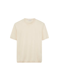 Vaniglia_1QTY // T-shirt à manches courtes col côtelé en soie mélangée - Vaniglia