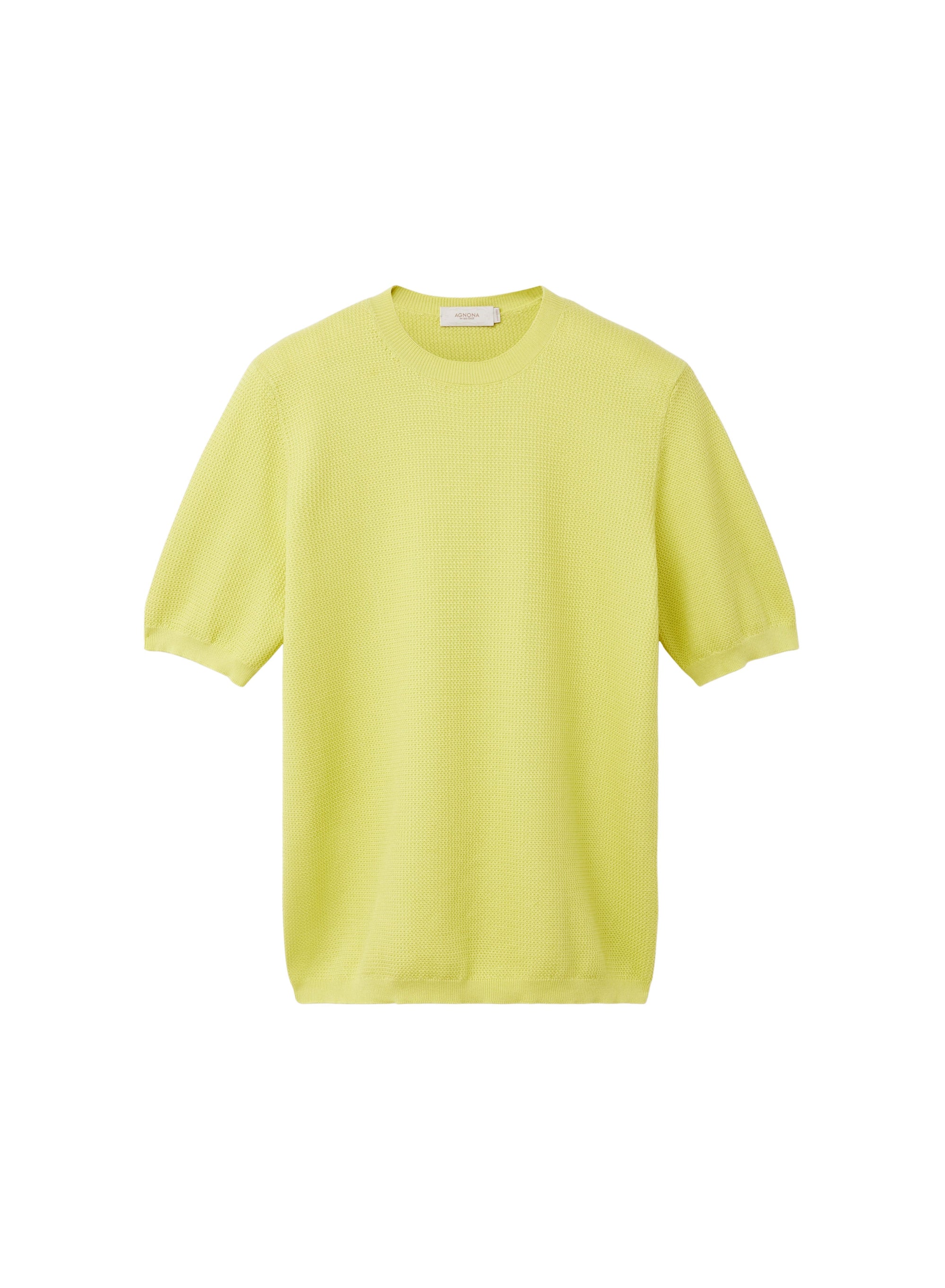 Limone_1QTY // T-shirt manches courtes à maille gaufrée en soie mélangée - Limone