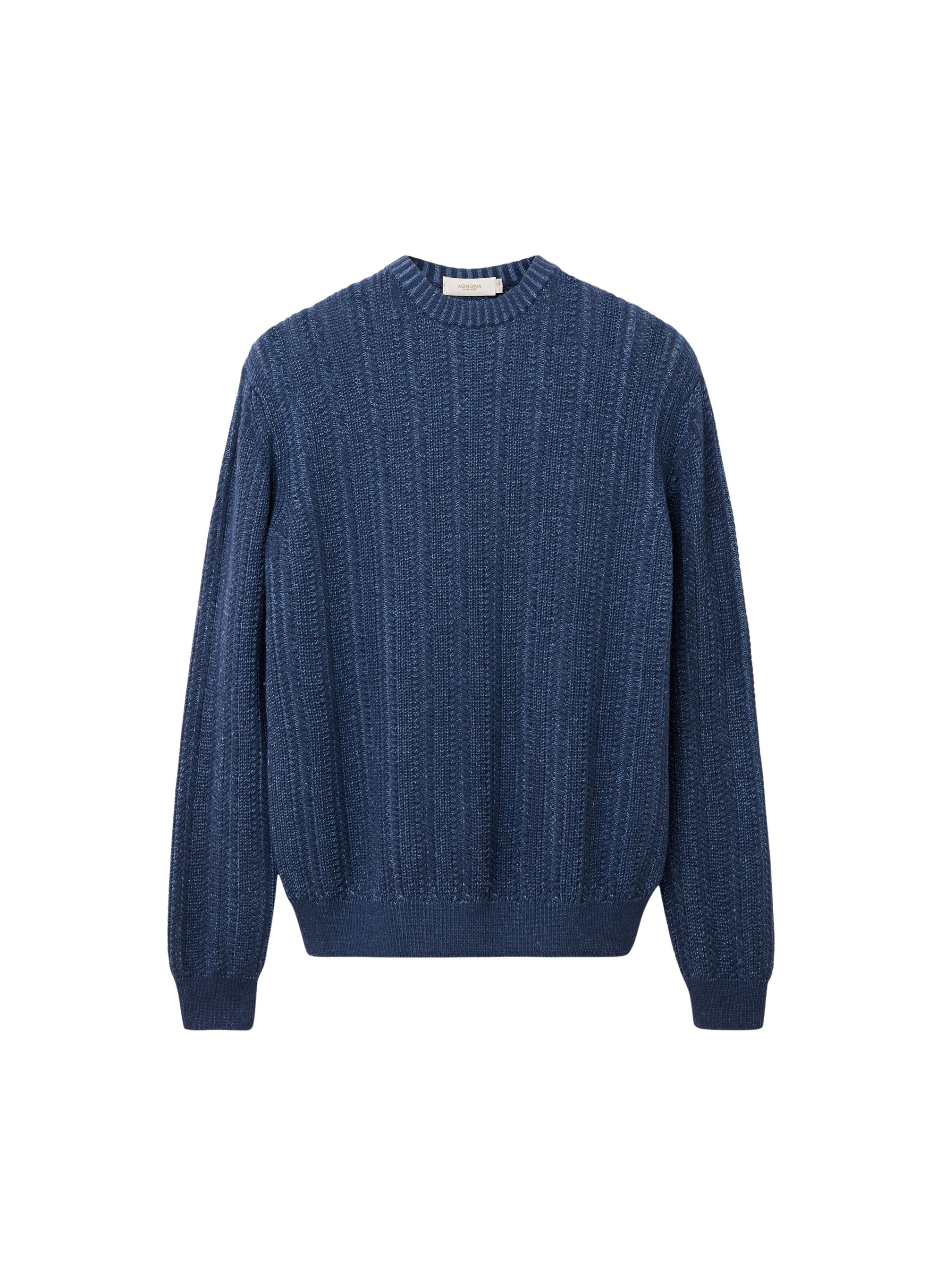 Work Blue_1QTY // Pull à côtes verticales en laine - Work Blue