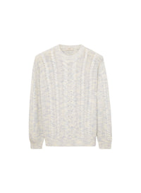 Jeans_1QTY // Pull à maille torsadée effet chiné en laine - Jeans