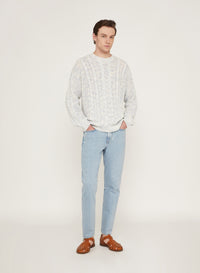Jeans_1QTY // Pull à maille torsadée effet chiné en laine - Jeans