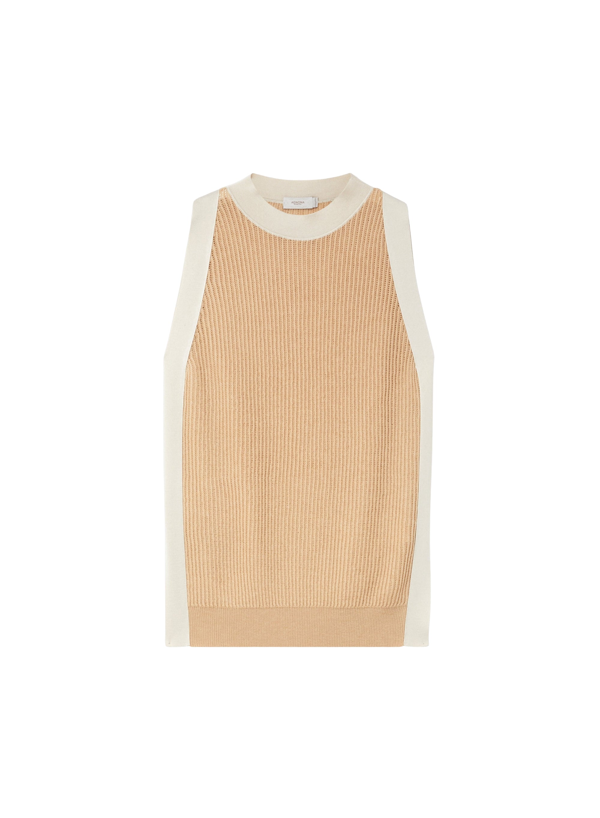 Ribbed tank top with contrasting wool stripes - Mou