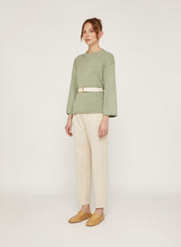 Mint_1QTY // Pull côtelé à empiècements en soie - Mint