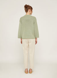 Mint_1QTY // Pull côtelé à empiècements en soie - Mint